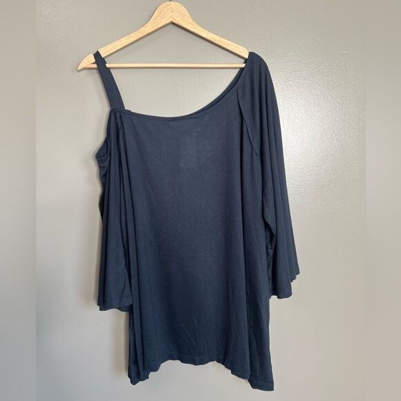 4/$25 Weekend Suzanne Betro navy blue cold shoulder tee shirt size 3X casual - Picture 6 of 6